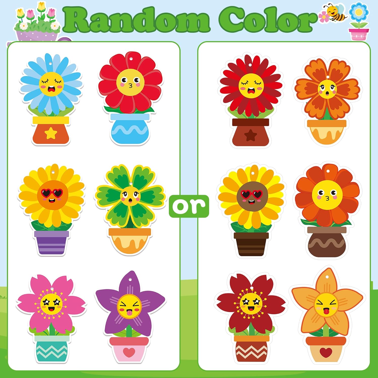 3sscha 12 Packs Spring Flower Poke in Art Craft Kit - Mother's Day Creative DIY Foam Flower Pot Poke Fabric Set Make Your Own Poking Party Decoration Gift School Classroom Rewards Activity Supplies