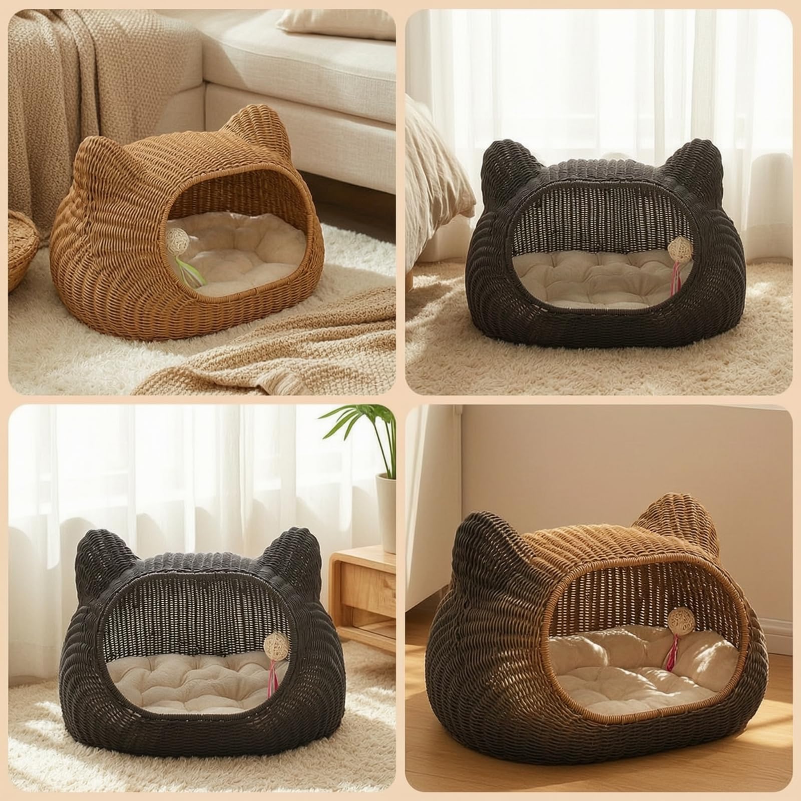 rockible Cuccia con Pallina Appesa Protettiva Cuccia a Casetta Resistente per Casa, 真藤, 小号