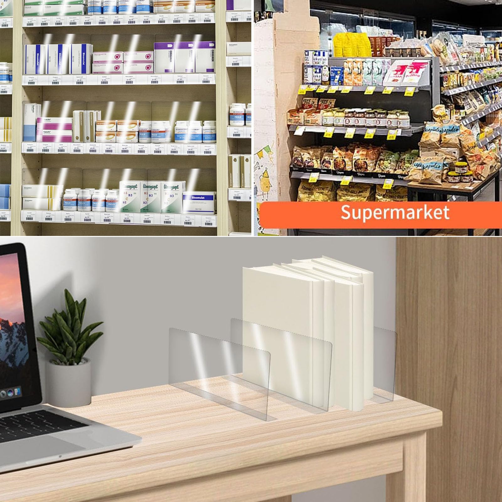 10 Divisori Per Armadio In Acrilico Trasparente - 20x12x4cm, Per Organizzare Scaffali - Foto 3