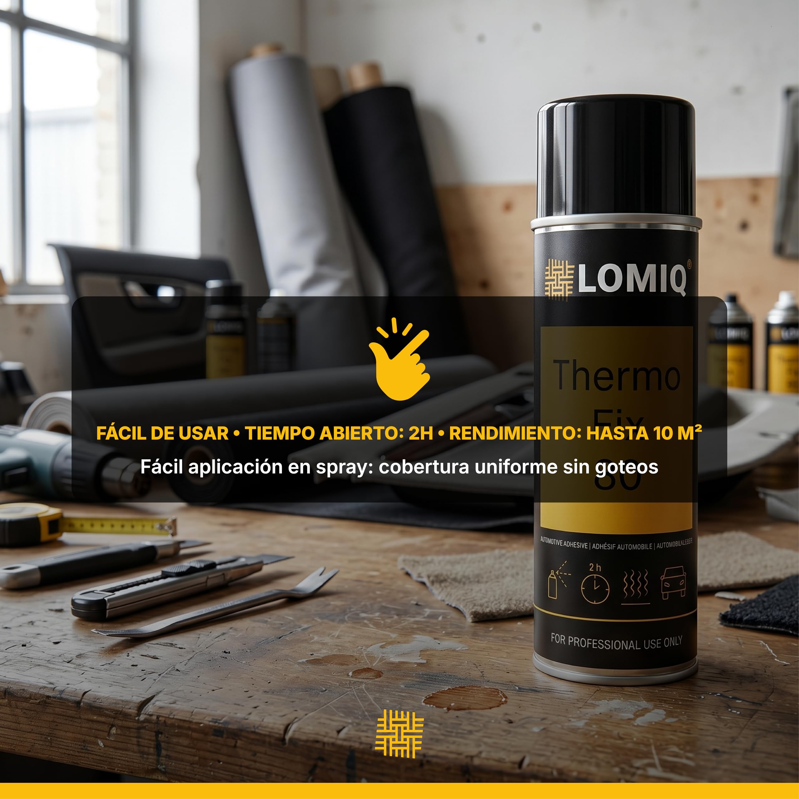 spray adhesivo THERMOFIX, 1stk, 500ml, adhesivo textil universal, fuerte adhesivo para telas de techos, telas de tapicería, fieltro, imitación de cuero, conexión flexible, rápida adhesión