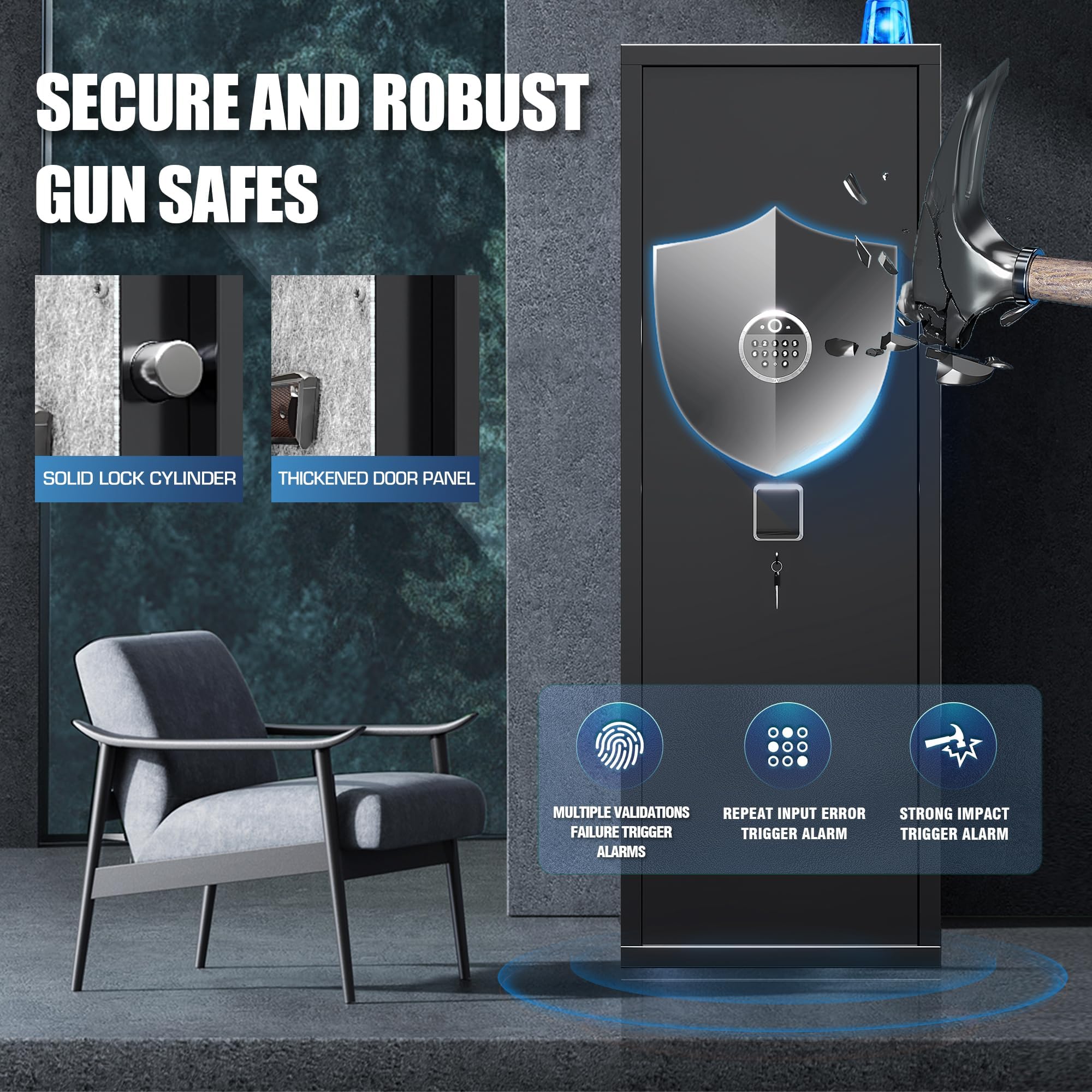 Snapklik.com : Gun Safe, Biometric Quick Access Home Firearm Locker, 10 ...