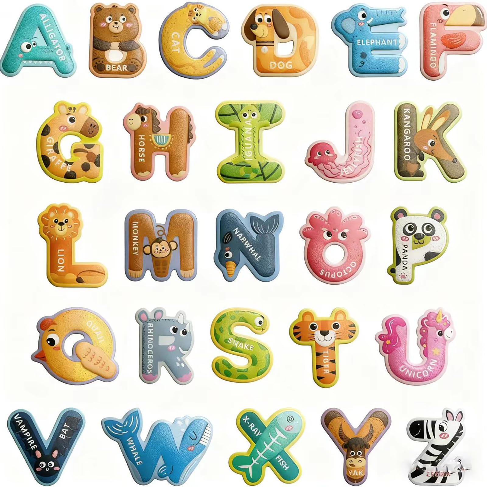 Magnetic Letters Large Fridge Magnets for Kids Animals Magnetic Alphabet Letters Educational Learning Toys 26 Uppercase ABC with Animal Designs for Toddlers Preschool Children