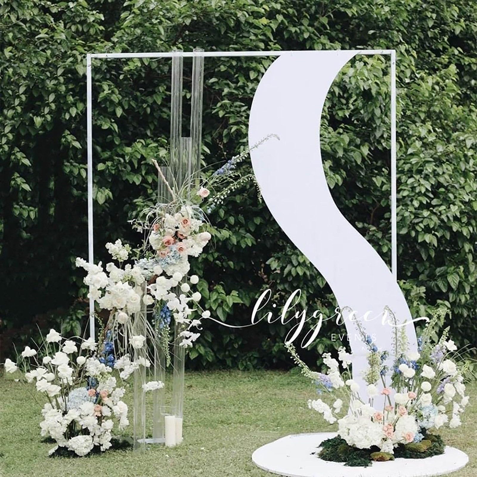 200 cm/300 cm kwadratowy łuk arkadowy ślubny z podstawą, regulowany metalowy łuk ogrodowy z motywem kwiatowym, dekoracja na ceremonię, przyjęcie, złoty - 3 * 3 m (1,5-3 m) (biały 3 m))