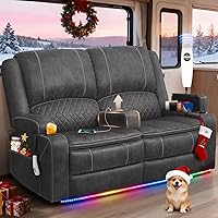 MOSGAT Power Reclining Loveseat Sofa for RV & Home Theater - Wall Hugger, Removable Armrest, USB Ports, Hidden Storage, Grey