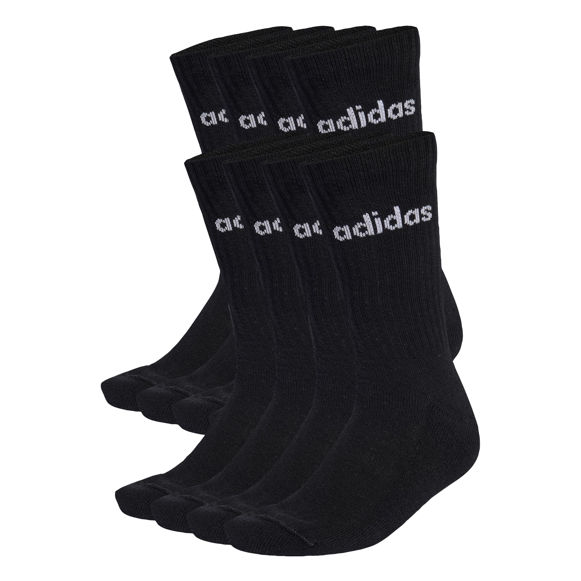 adidas Unisex LINEAR CUSHIONED CREW SOCK 1O PAIR PACK, black/white, 2.5-4