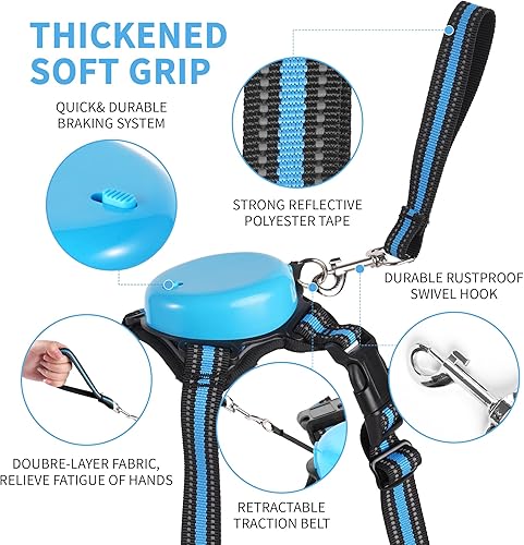 Miniatura 2 de Juego de arnés y correa para perro  Arnés de chaleco para perro con correa retráctil multifunción de 6 pies  con control de un botón, freno con una