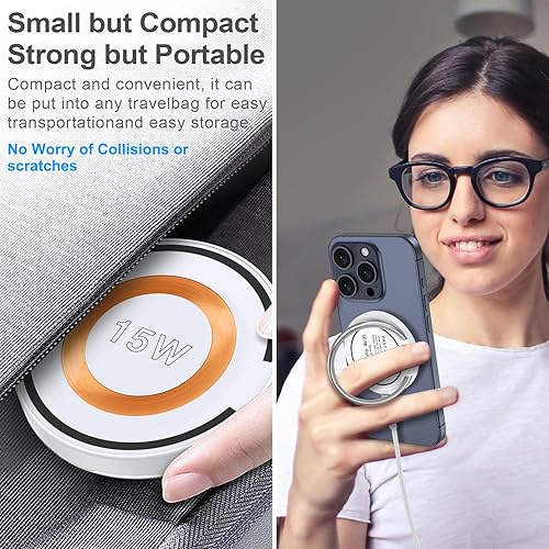 Miniatura 6 de Samsung S23 Ultra - Cargador inalámbrico de carga rápida, 15 W, estación de carga inalámbrica rápida para automóvil, cargador MagSafe para Galaxy