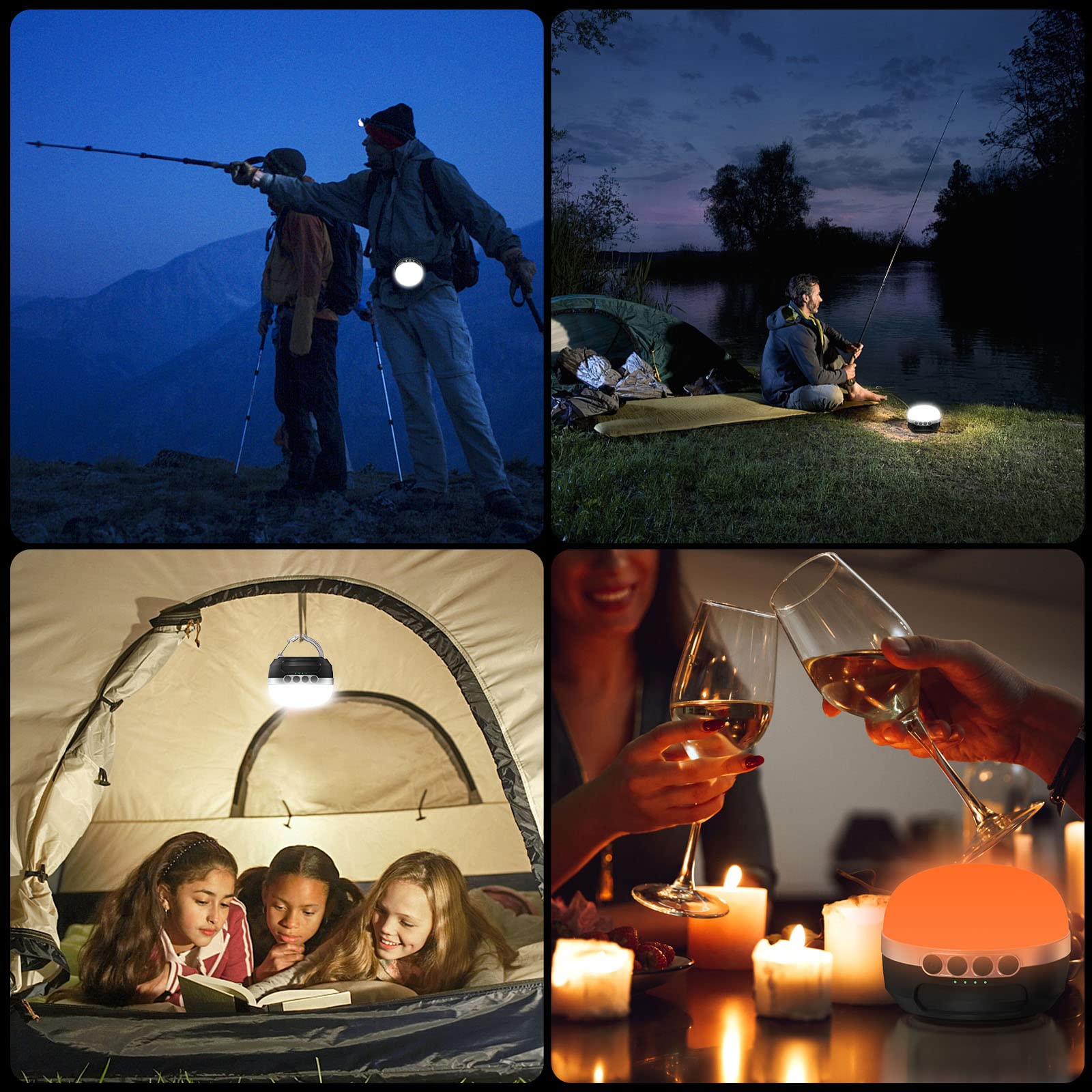 Lampada da campeggio a LED RGB che cambia colore, 8400 mAh, con ricarica USB C, 5 modalità di illuminazione, regolazione continua, impermeabile e forte magnete, per escursioni, interruzioni di