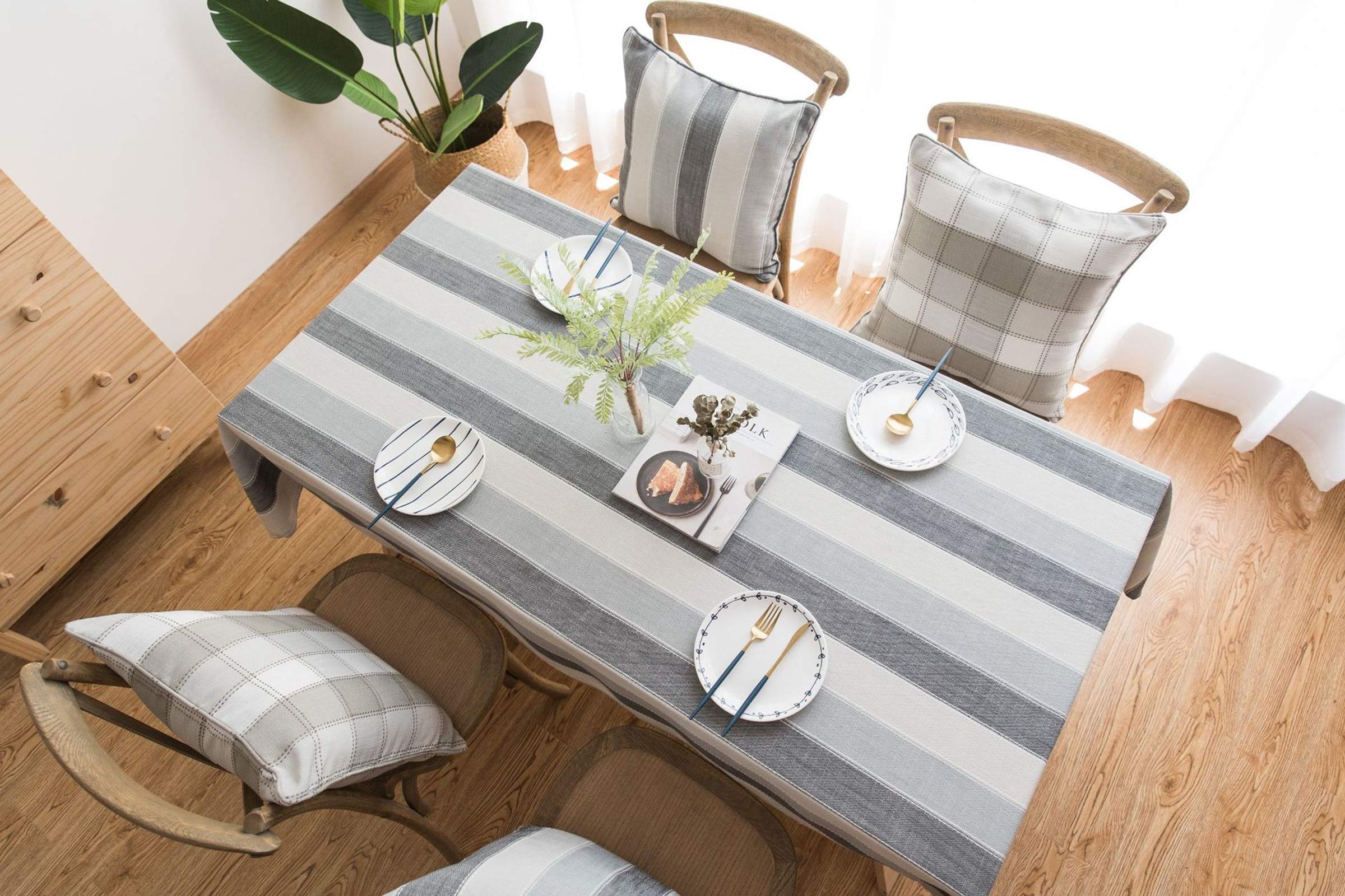 Daesar Tovaglia per Tavolo Matrimonio 200x135cm(80x54 inch) Tovaglia Cucina Rettangolare Strisciasemplice Tovaglia Poliestere Antimacchia Grigio