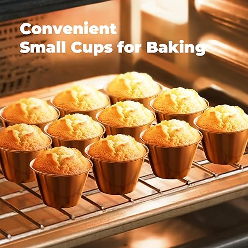 Miniatura 6 de Fit Meal Prep Paquete de 24 Tazas de salsa de acero inoxidable de 4 onzas  Juego de cocina individuales de condimentos redondos chapados en cobre,