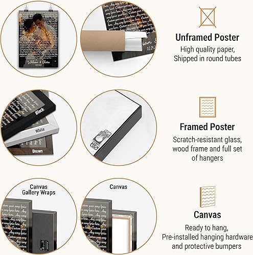 Vista 174 de VICILO Póster musical personalizado con letras de canciones, decoración sentimental perfecta, regalo de San Valentín para él, regalos de novio