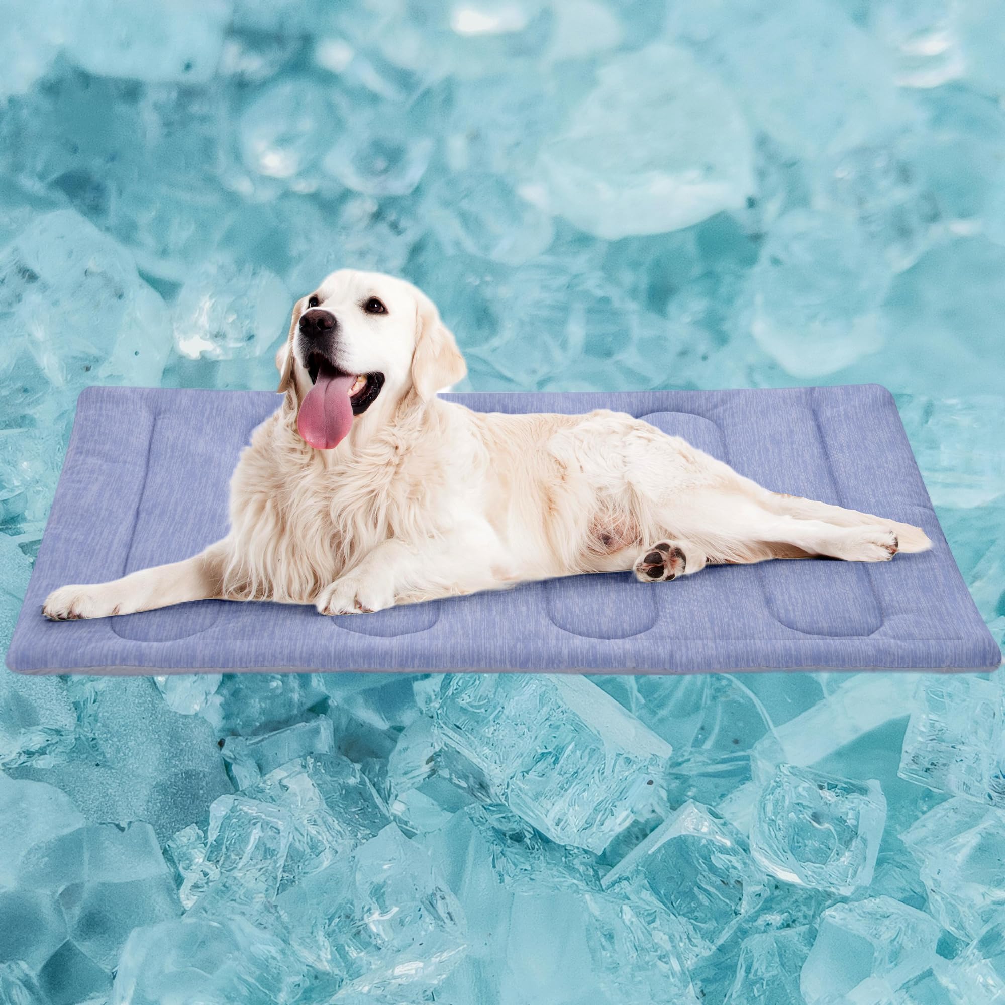 PAIGTEK Cooling Mat for Large Dogs - Double-Sided Waterproof & Cool, Q-MAX>0.47, Portable Dog Cooling Mat for Summer. (L (36''x23''))