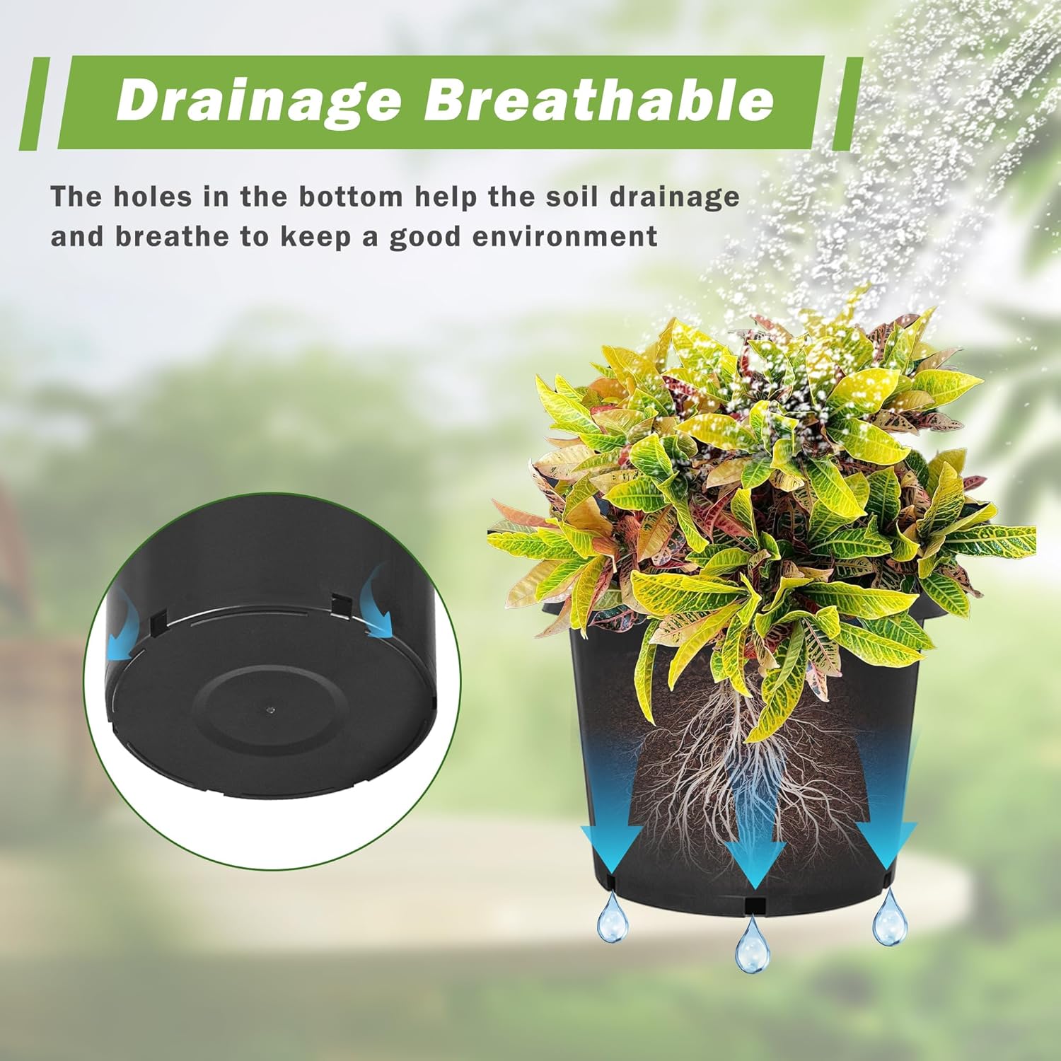 HOSTIC 3 Gallon Flexible Nursery Pots Gallon Pot with Drainage Holes Plastic Plant Container Suitable for Indoor Outdoor Vegetables Flowers Plants 10 PCS