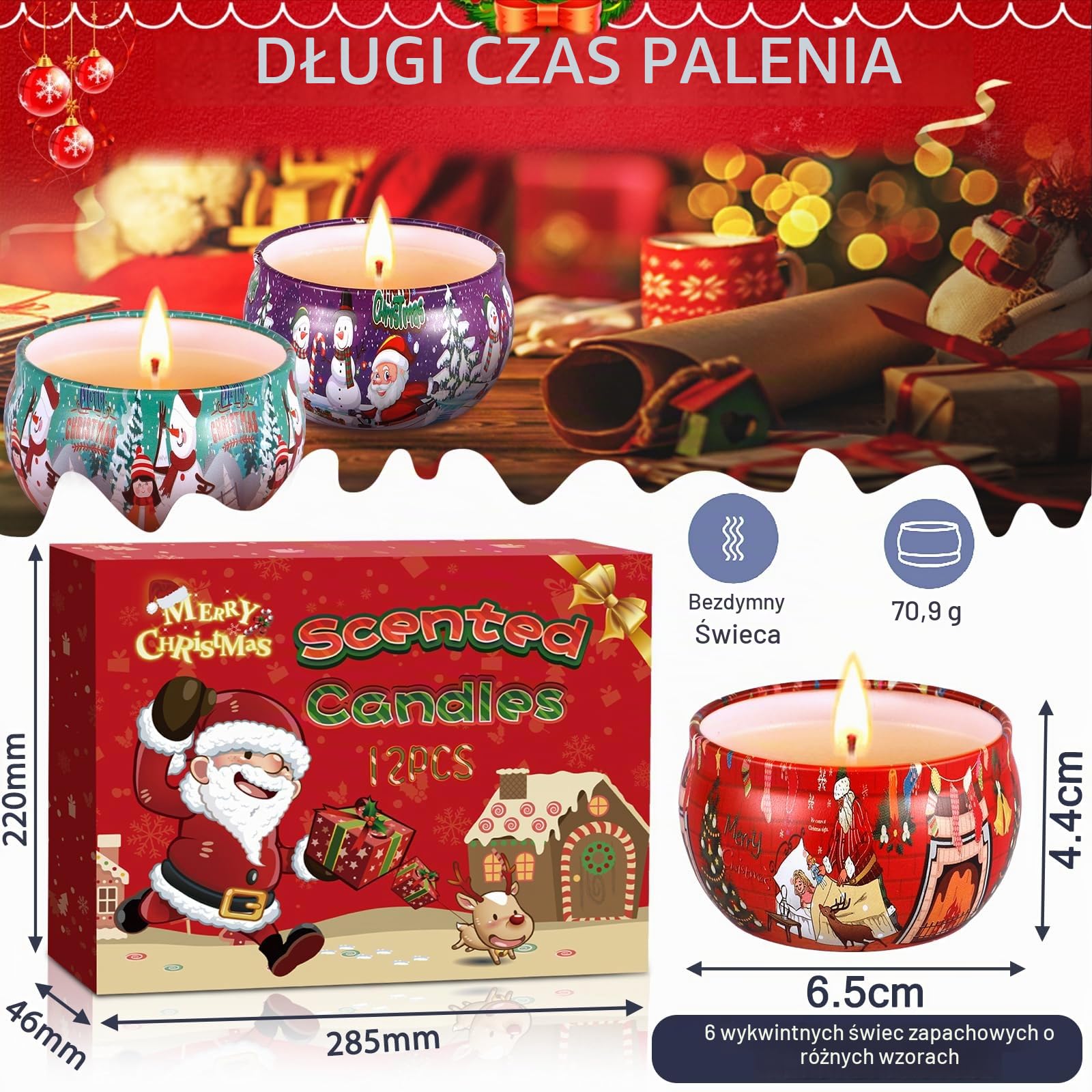 Świąteczne świece zapachowe Zestaw podarunkowy, 12 sztuk Świeca zapachowa Aromaterapia Świece sojowe Prezent Naturalna świeca woskowa sojowa na ślub Boże Narodzenie Urodziny Walentynki