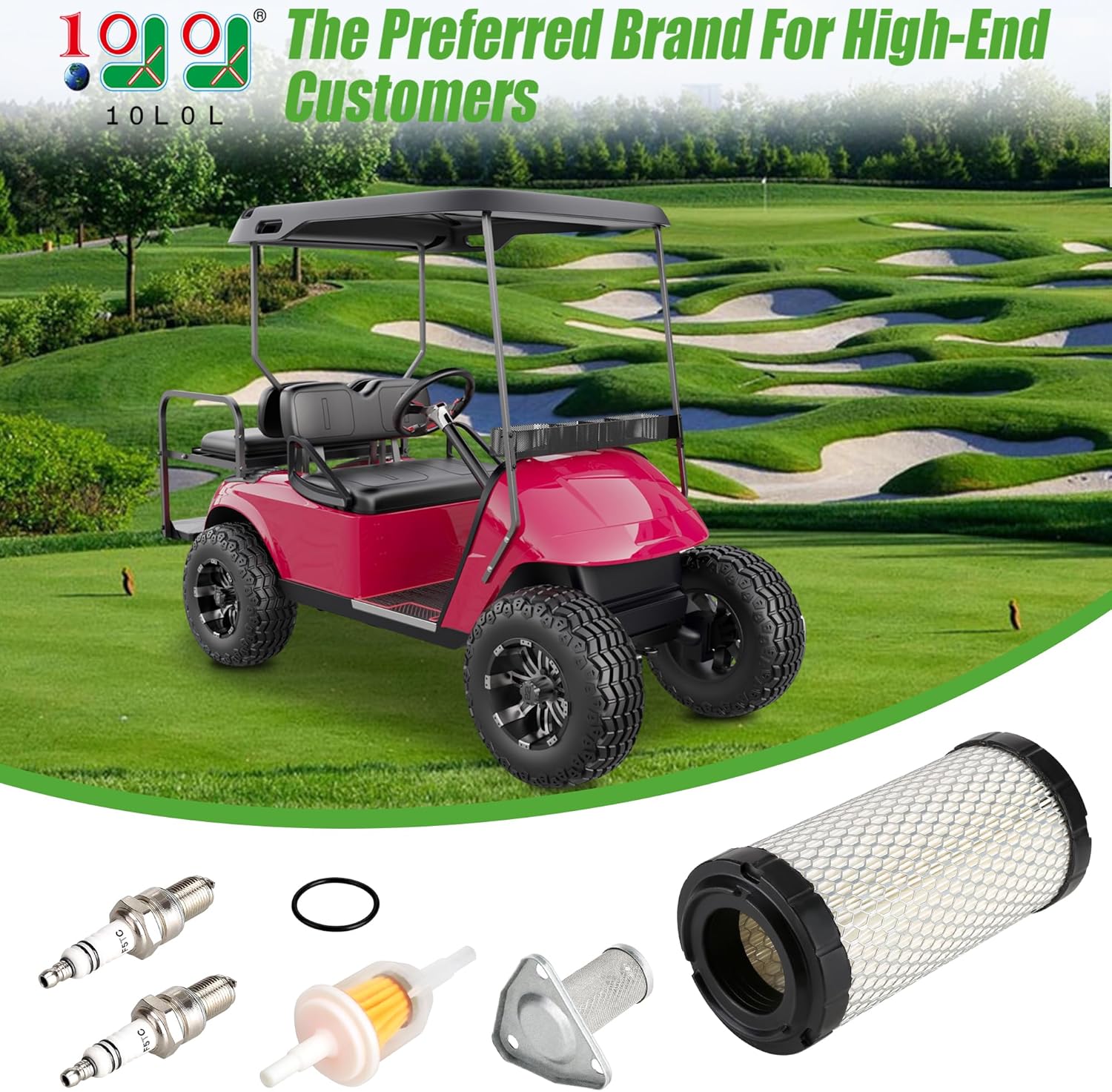 Tune Up Kit Compatible with EZGO TXT (W/MCI)/RXV (W/Robbins)/ST350/Workhorse, with Air + Oil + Fuel Filter 28463G01 26591G01 Spark Plug O-Ring