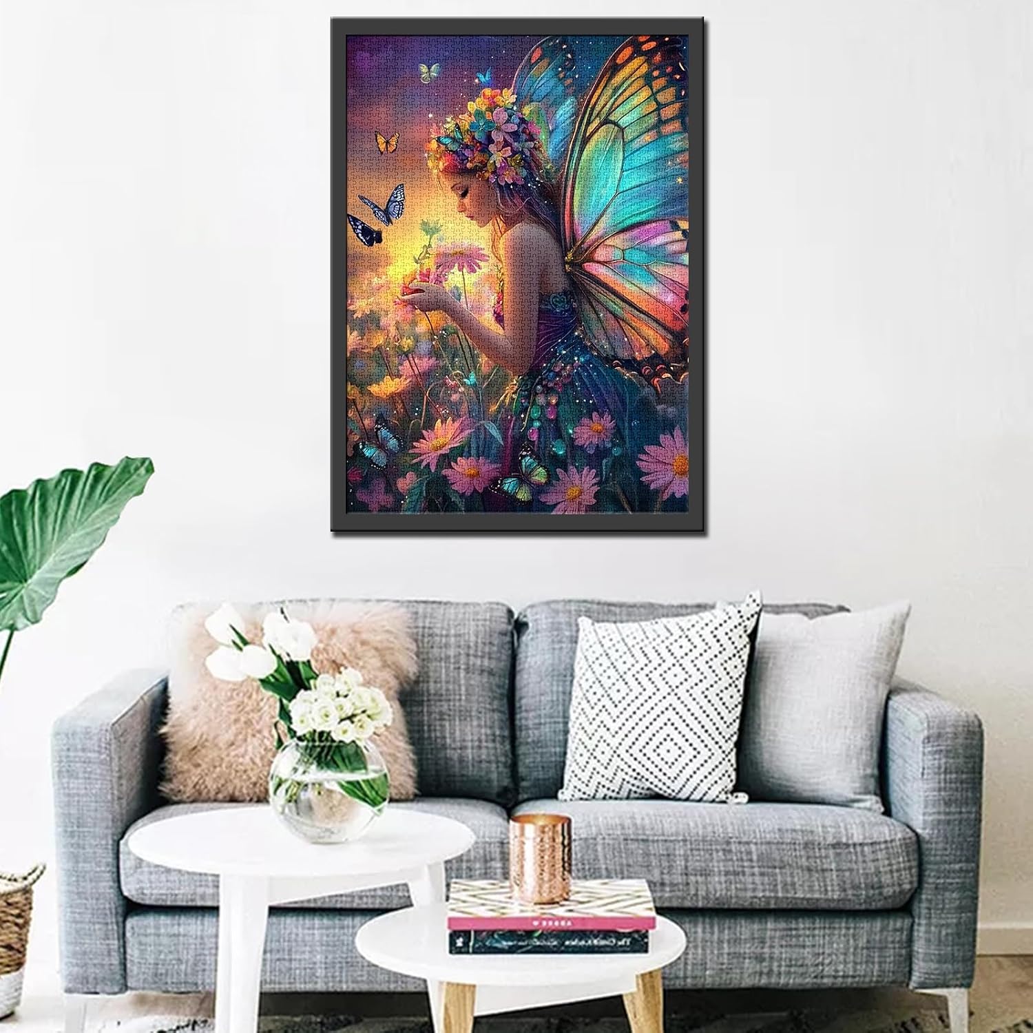 Fairy Girl Jigsaw Puzzles 1000 Pieces for Adults, Families (Woman,Butterfly Girl,Princess,Flowers Fairy) Pieces Fit Together Perfectly 19.7''x27.6''inch Female,Bright Angel Frameable Puzzle Art Gift