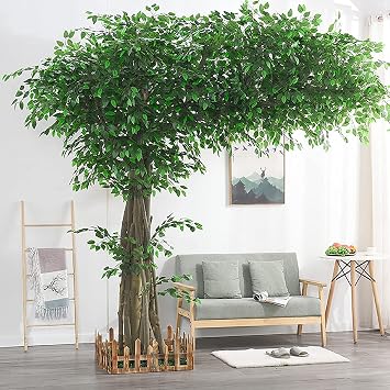 ELGADO Outdoor Large Fake Banyan Tree Artificial Banyan Tree Interior Decoration Tree Hotel Shopping Mall Floor Living Room Green Plant Landscaping Size 1x0.8m/3.2x2.6FT