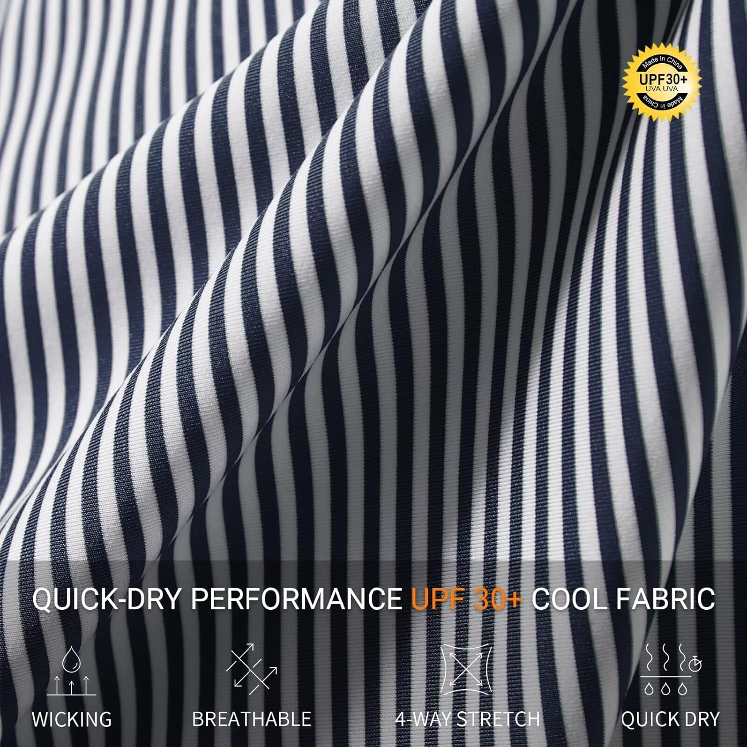 M MAELREG Polo Shirts for Men Dry Fit Moisture Wicking Performance Golf Sport Short Sleeve Striped Mens Golf Shirt