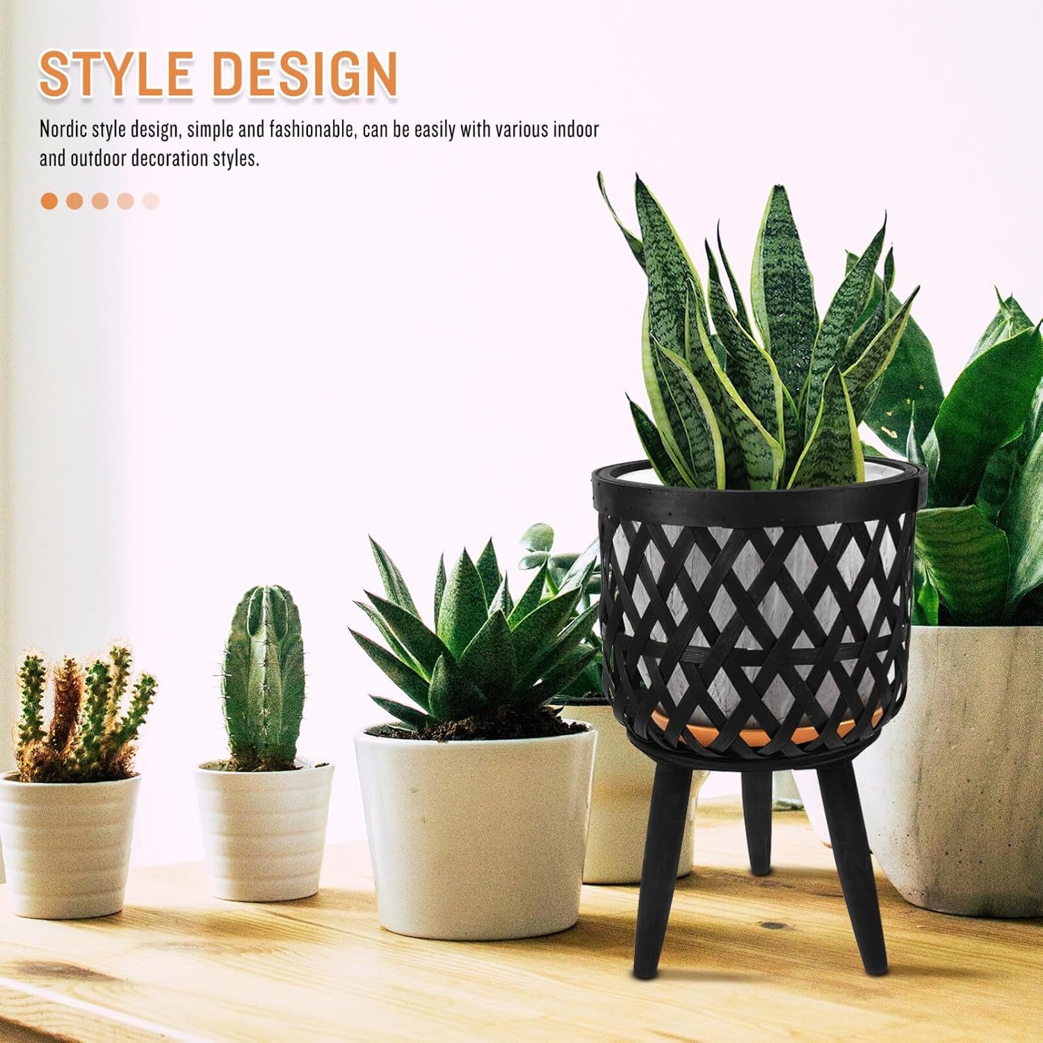 POPETPOP Woven Planter Basket Rustic Handwoven Plant Pot Holder for Use Versatile Flower Pot Stand for Balcony Garden Home