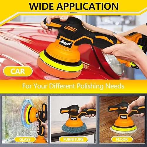 Miniatura 5 de Pulidora inalámbrica de coche para batería Dewalt de 20 V, kit de pulidor orbital portátil de 6 pulgadas, pulidor de coche de 8 velocidades
