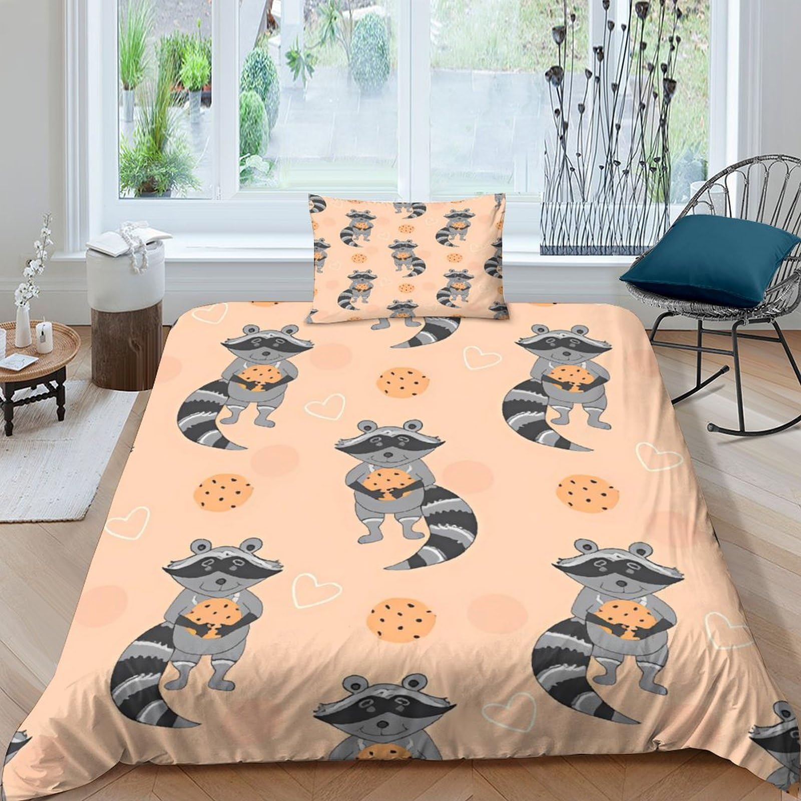 Housse de couette avec fermeture éclair animaux lit une place
