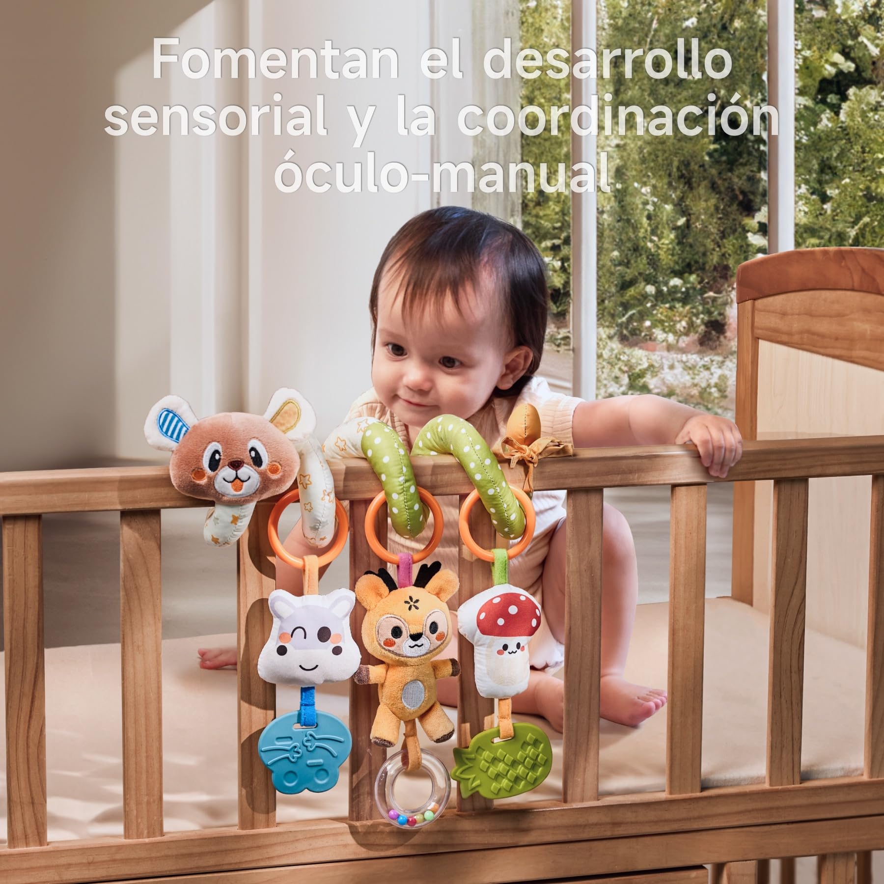 TUMAMA Espiral Carro Bebe 0 3 6 Meses - Espiral de Actividades con Colgantes - Juguete de Cochecito para agarrar y Jugar - Juguete de bebé para la Cama, el Asiento del Coche - Bebes Regalos