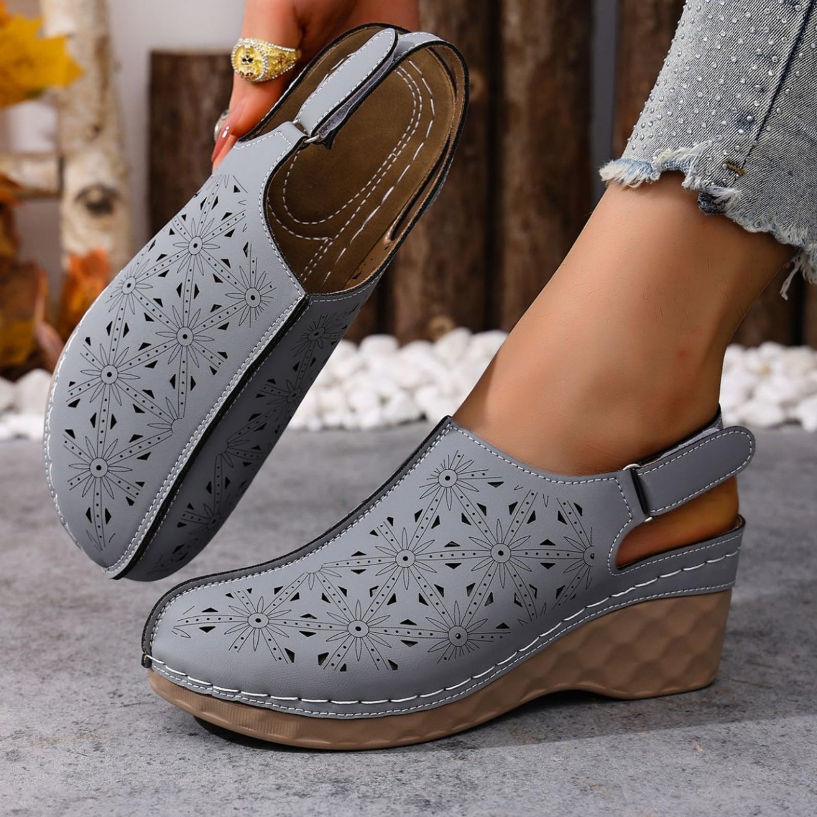 Generico Sandales OrthopéDiques Femme Confortables LéGèRes AntidéRapantes Semelle Souple Respirantes Chaussures Femme éTé éLéGantes Mules Support Coupe Large Ville Vacances