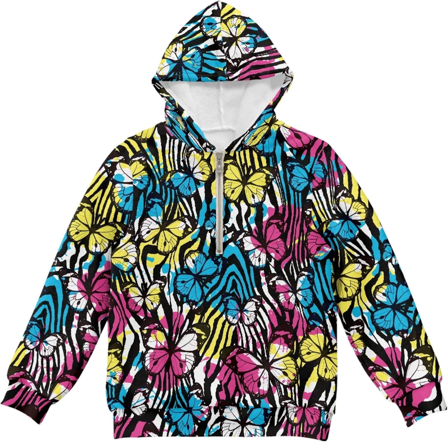 Hawapod Graphic Hoodies For Girl Print Oversized Fashion Pullover Sweatshirt SSpring Fall Half Zip Hooded With Pockets