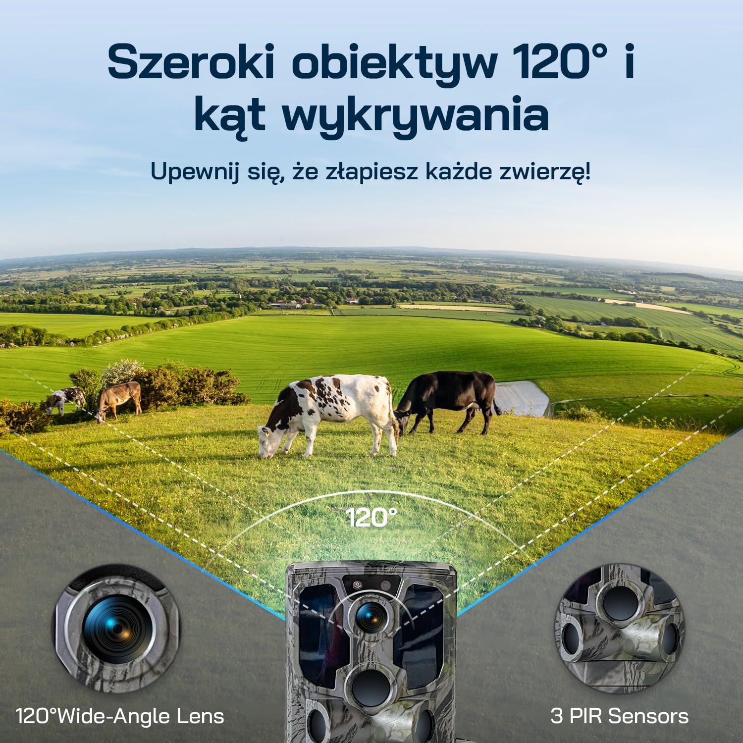 WOLFANG 4G LTE Wildlife Solarcamera 2.5K, Trailcamera met Uitstekend Nachtzicht, 0,2 s Activeringstijd, IP66 Waterdicht, Voor Wildlife Monitoring met Micro SD-kaar i SIM