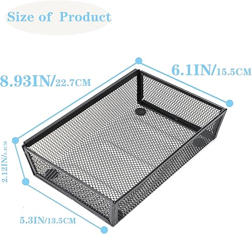 Miniatura 7 de Paquete de 6 organizadores de cajones de cubiertos negros para cajones de cocina, bandeja de cubiertos de utensilios de oficina con brazo