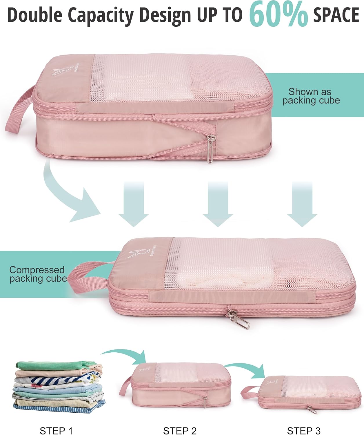 6/8 Set Space Saving Compression Packing Cubes Lightweight Packing Cube image 3