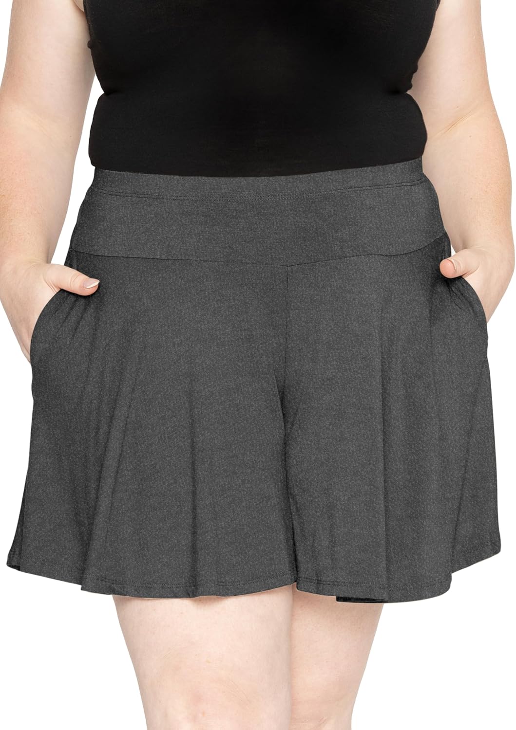 STRETCH IS COMFORT Plus Size Shorts Women Flowy Wide Leg Summer Shorts for Curvy Women Casual Lightweight with Pockets