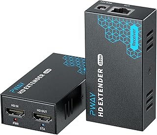 PWAY HDMI Extender 500ft Over Single Cat5e/6, One to Multiple Monitors by Gigabit Ethernet Switch, Full HD 1080P@60Hz Video Extended
