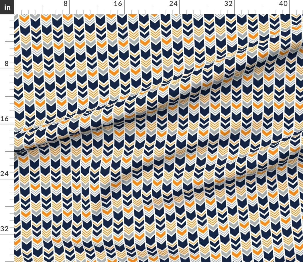Spoonflower Fabric - Great Outdoors Chevron Navy Grey Orange Navy Arrows Boy Woodland Printed on Petal Signature Cotton Fabric Fat Quarter - Sewing Quilting Apparel Crafts Decor