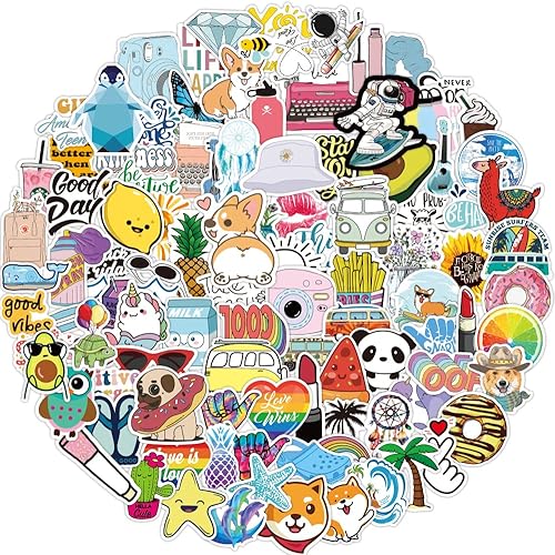 100 calcomanías impermeables para botellas de agua lindas calcomanías de vinilo para niños calcomanías coloridas para adolescentes calcomanías de