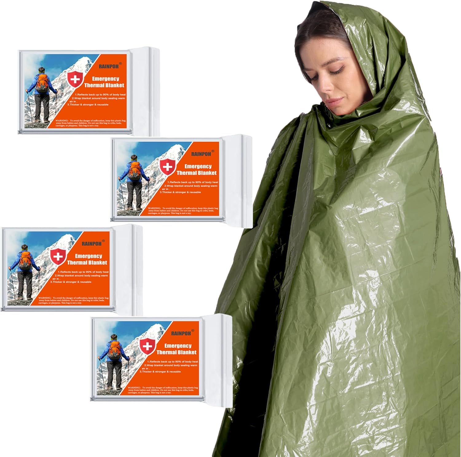 Macarrie Emergency Blanket Bulk Survival Thermal Silver Foil Reflective Blankets Pack For Cold Outdoors Camping Hiking - View #12