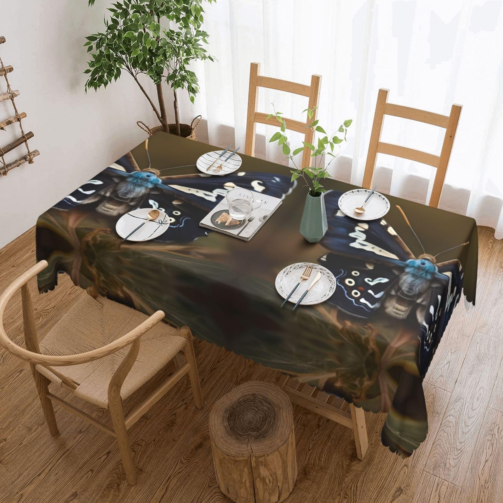 Nappe rectangulaire en tissu ailes de mites pour salle à manger et buffets