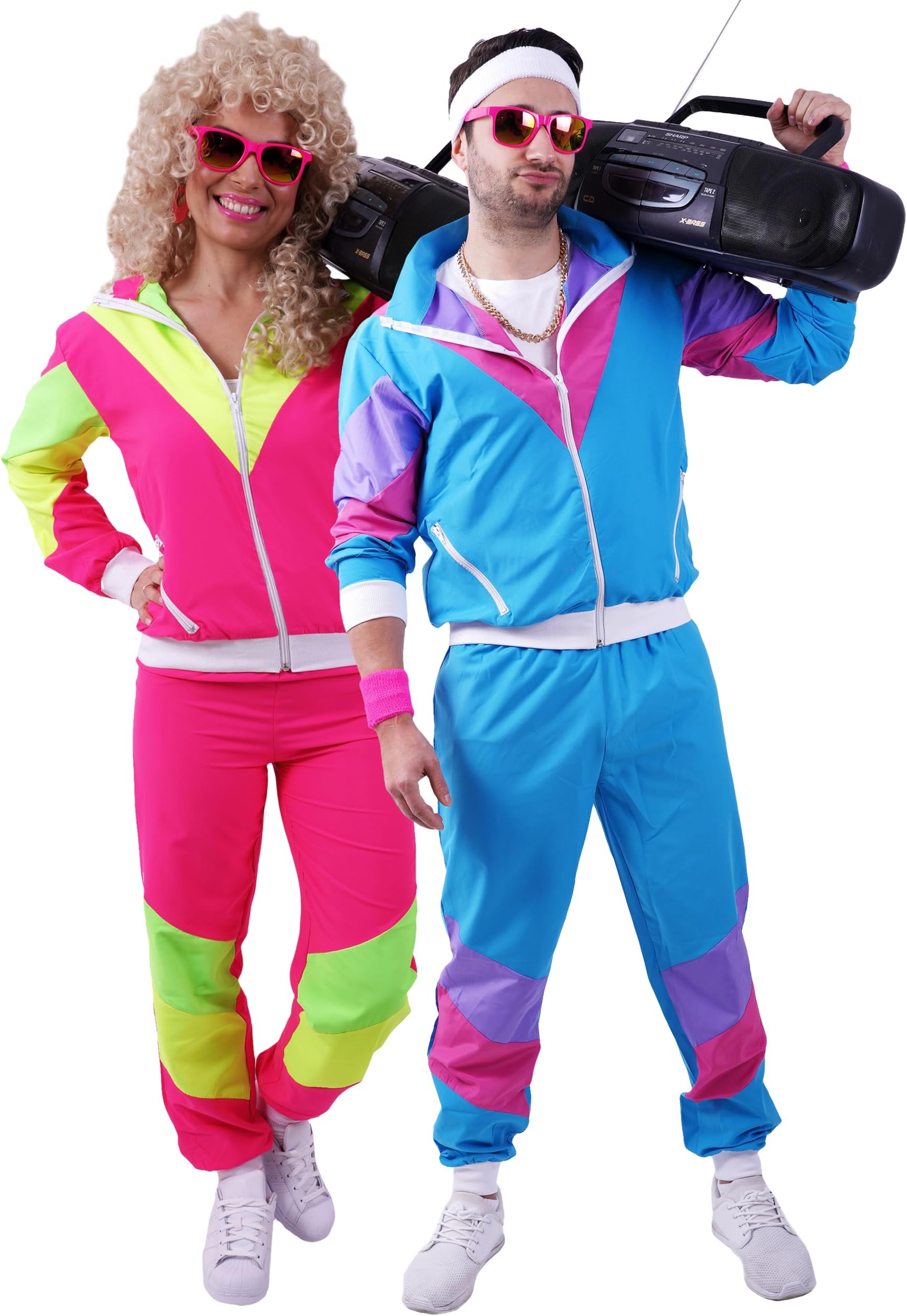 FetteParty1A80s / 90s Shell Suit Party Dress Costume/Retro Tracksuit / 90s Hip Hop Costumes / 80s Costumes for Men/Windbreaker and Pants