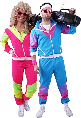 Traje de los años 80 y 90 para fiestas, equipo deportivo retro, disfraces de hip hop, disfraces de los años 80 para hombre, cortavientos y pantalones