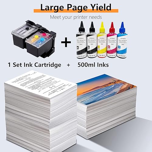 Miniatura 6 de HEMEINY 65XL Ciss Cartuchos de tinta y botellas de repuesto de tinta compatibles con HP Deskjet 3700 3758 3720 3730 3732 2600 2625 2628 2635 2655