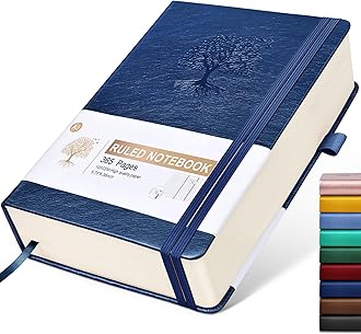 Lined Journal Notebook -365 Pages A5 Thick Journals for Writing Ruled Notebook, Hardcover Leather Journal for Women Men, Daily Notebook for Work, Note Taking, 100Gsm Paper(5.75'' X 8.38'' Darkblue)