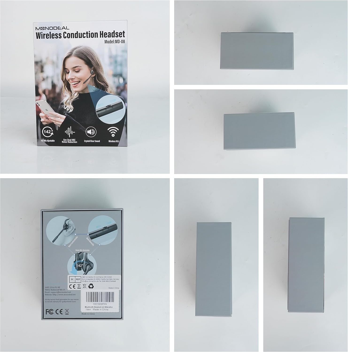 Cuffie a Conduzione Ossea con Microfono, Cuffie Open-Ear Auricolare Bluetooth 5.1 con Microfono Funzione di Silenziamento Cancellazione del rumore Multipunto, Ideale per Guidare Casa e Ufficio Cuffie a Conduzione Ossea con Microfono, Cuffie Open-Ear Auricolare Bluetooth 5.1 con Microfono Funzione di Silenziamento Cancellazione del rumore Multipunto, Ideale per Guidare Casa e Ufficio