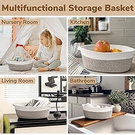 Goodpick Small Woven Baskets for Organizing, Dog Toy Basket, Storage Baskets with Handles, Gift Cute Basket for Decor 12X 8 X 5 Mixed Brown