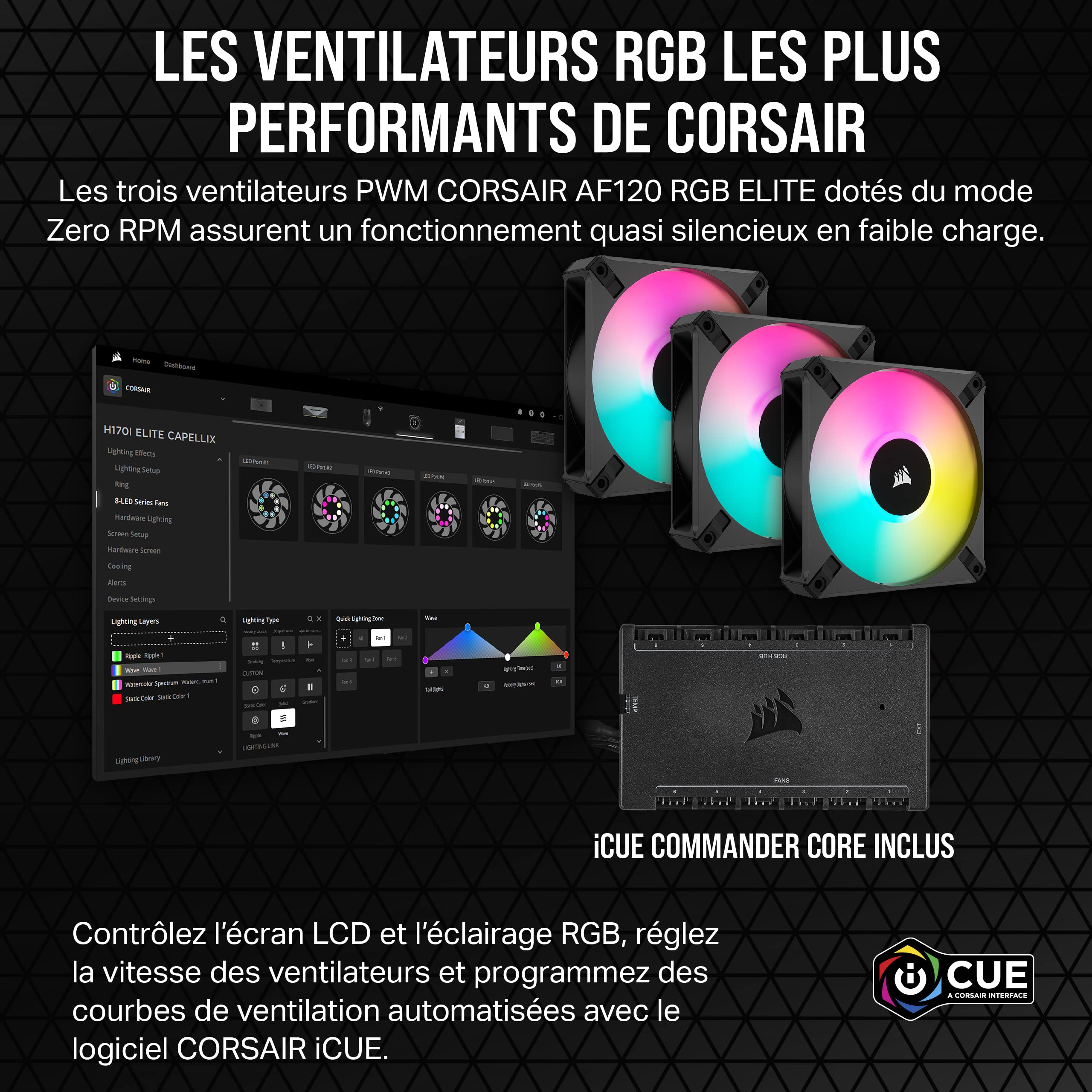 Corsair iCUE H150i Elite LCD XT Refroidisseur de CPU Liquide - Écran LCD IPS - Trois Ventilateurs AF120 RGB Elite - Radiateur 360mm - Convient à Intel® LGA 1700, AMD AM5, et Plus - Noir