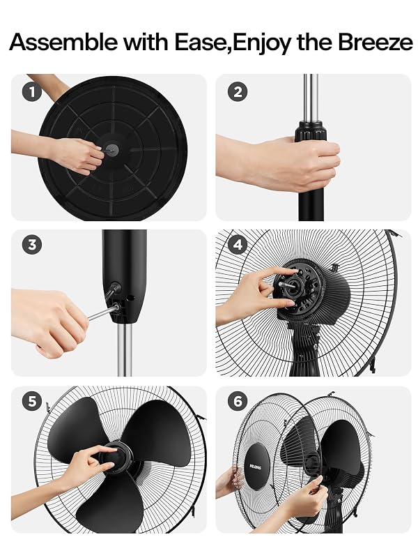 PELONIS 16'' Pedestal Fan for Bedoom with Remote, Upgraded, Standing Fan with 7-Hour Timer, 90° Oscillation, 3-Speeds, Adjustable Height, Electric Cooling Fans for Living Room and Office by PELONIS - Used condition - Image 8