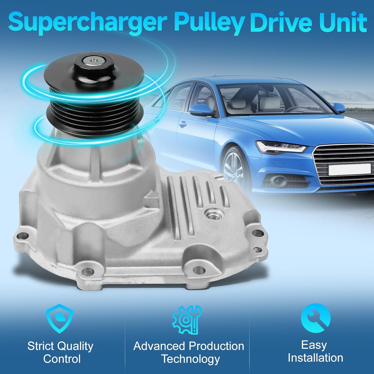 06E145607A Supercharger Pulley Drive Unit Fit for A6 A7 A8 Quattro, Q5 Q7 S5 SQ5, Fit for Porsche Panamera 2012-2015, for Volkswagen Touareg 2011-2015, Replace OE 06E-145-607-A, 06E145607A