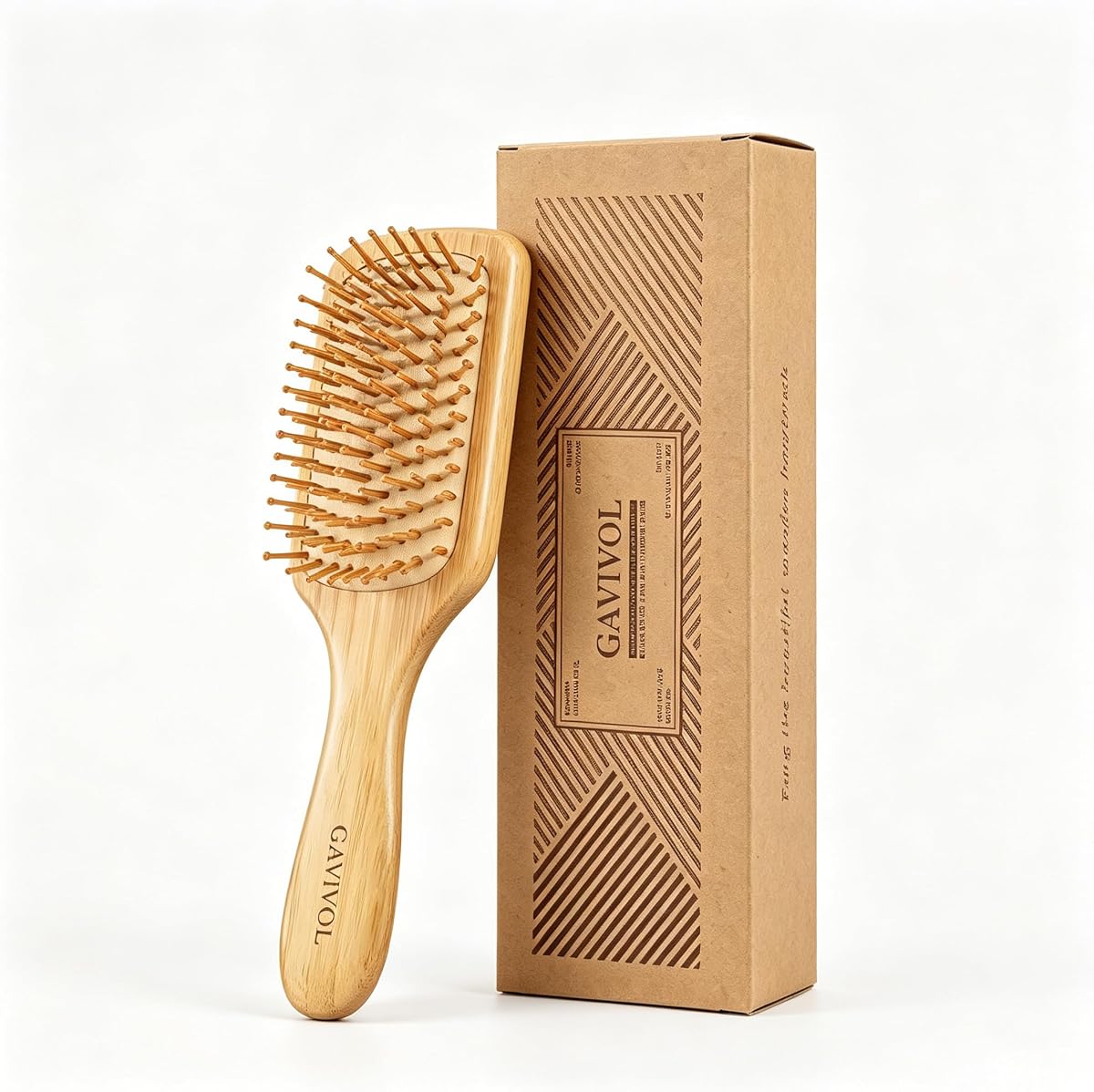 Bamboo Hair Brush for Hair Growth Detangler Brush Wooden Paddle Hairbrush with Bamboo Bristles for Scalp Massager Hair Brushes for Women Handle Pointed Bristle Travel Hair Brush for Fine Hair