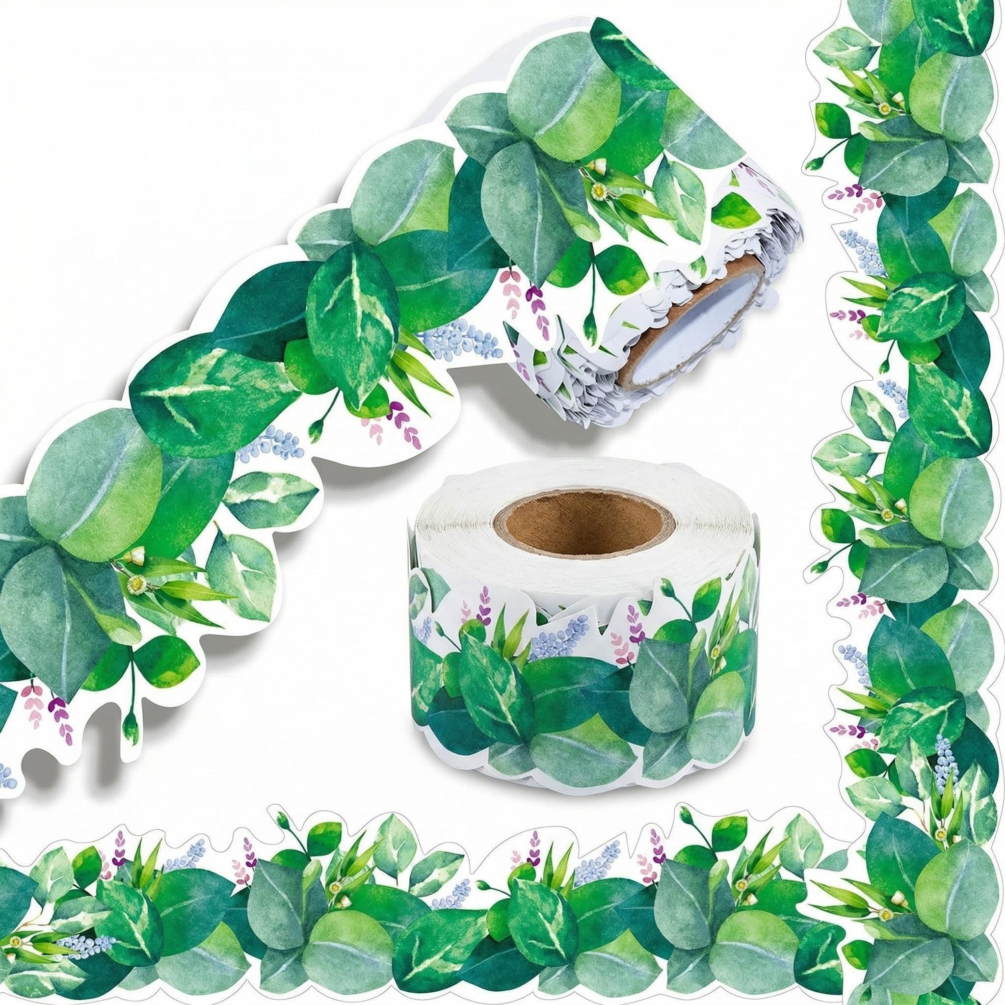 20m Display Borders for Classrooms, Wisteria Flowers Bulletin Board Borders, Green Leaf Floral Classroom Decoration, Nature Theme School Display Border for Walls, Notice Boards (Wisteria)