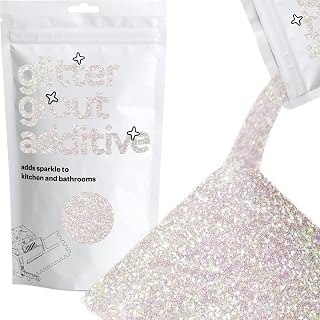 Hemway Glitter Grout Additive add Sparkle to Mosaic Tiles, Bathrooms, Wet Rooms, Kitchens, Tiled Based Rooms and Cement Based Grouts 100g / 3.5oz - Mother of Pearl Iridescent