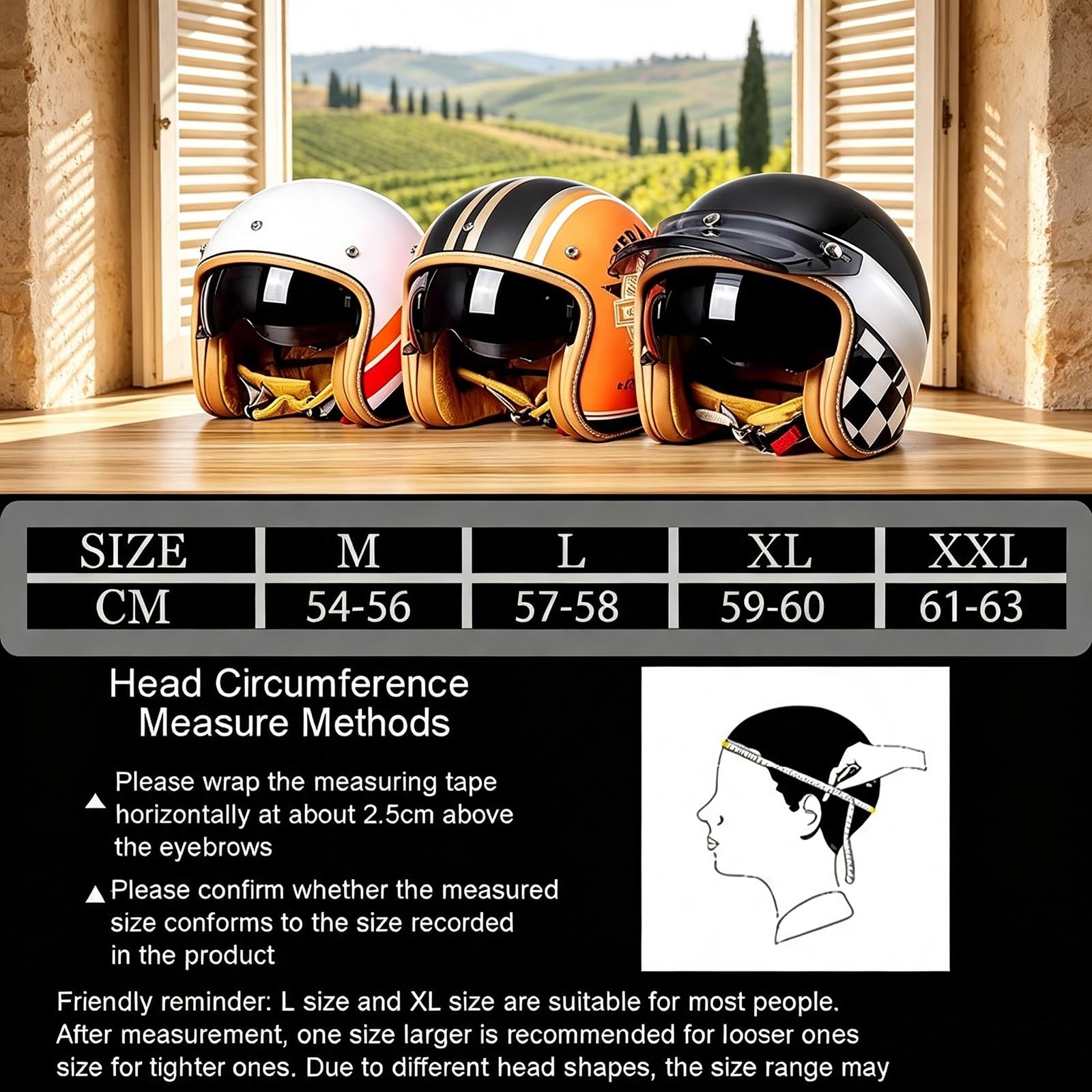 Rebel Casco Jet Moto, Casco Aperto Retrò Vintage